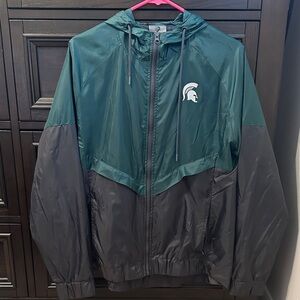 Colosseum Michigan StateGreen and Charcoal Windbreaker